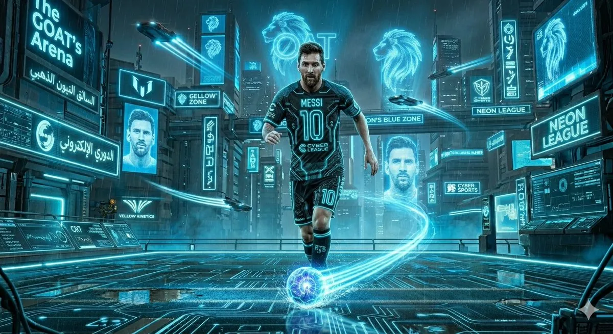 Cyberpunk Futuristic Soccer Scene reference