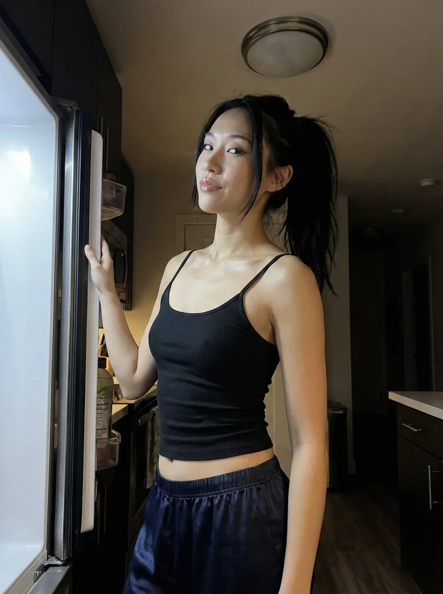 Late Night iPhone Candid in Kitchen - Nano Banana Pro AI Prompt for Social Media Post reference