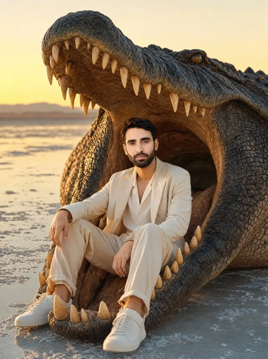 Man Inside Giant Crocodile Mouth reference