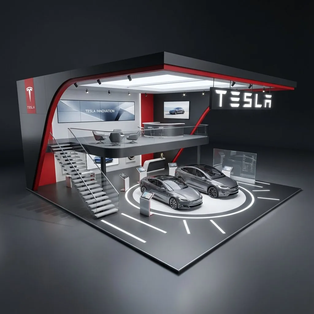 Hyper-Realistic 3D Architectural Exhibition Booth Visualization - Nano Banana Pro AI Prompt for Product Marketing reference