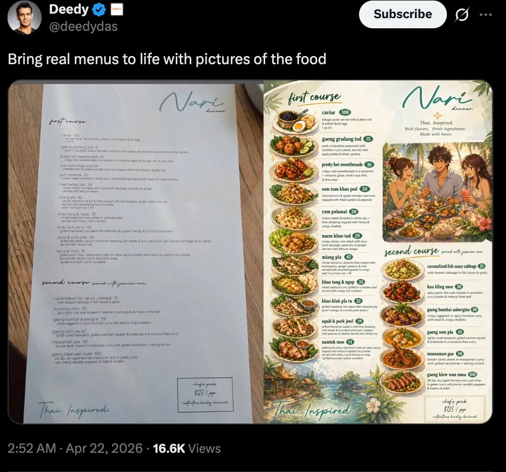 Viral Tweet Menu Before-and-After reference