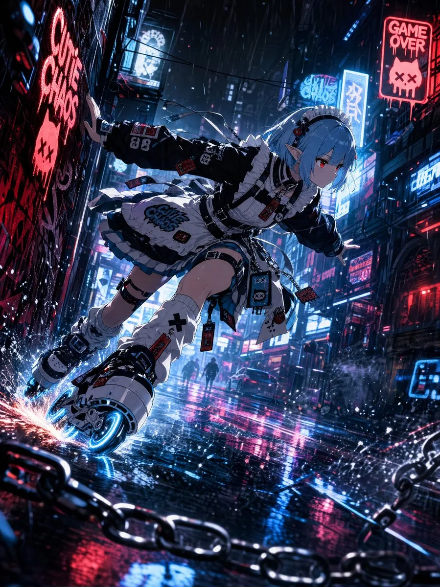 Cyberpunk Elf Rollerblader reference