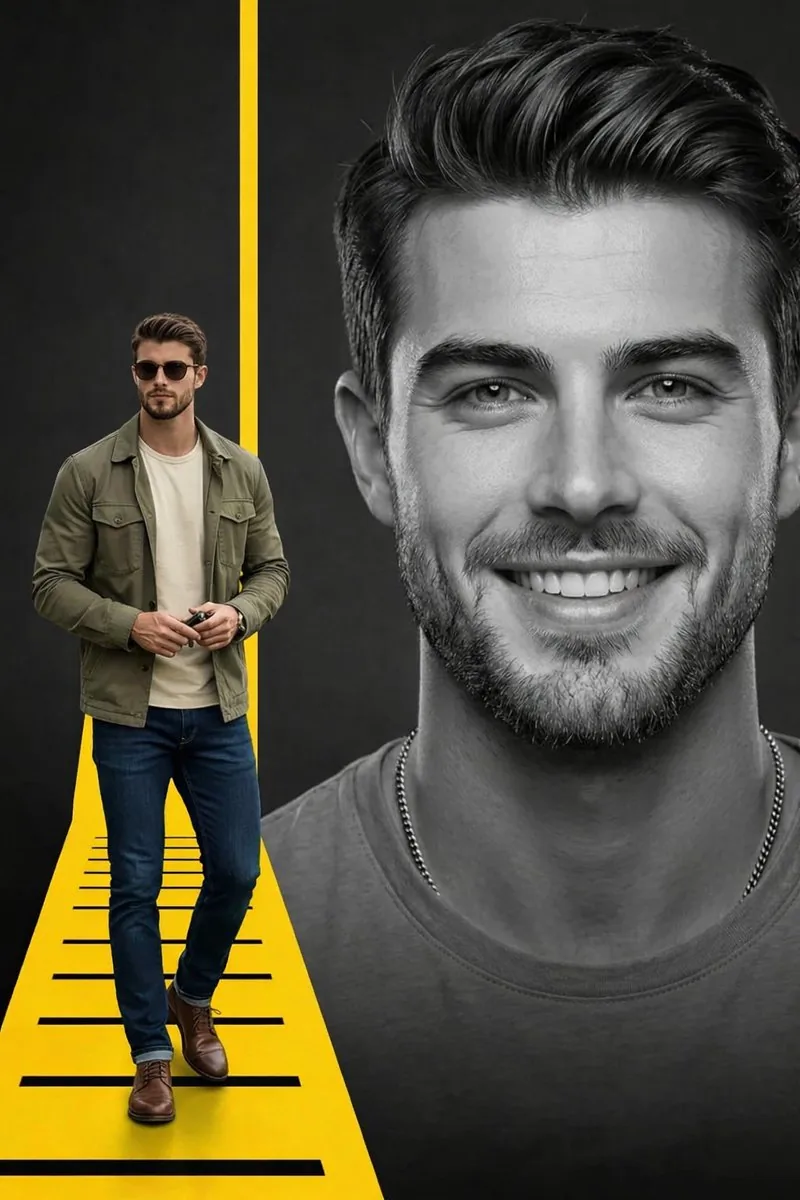 Split Composition Portrait of a Man reference