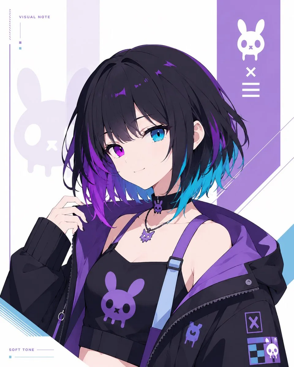 Minimal Cyber Bunny Character Card reference