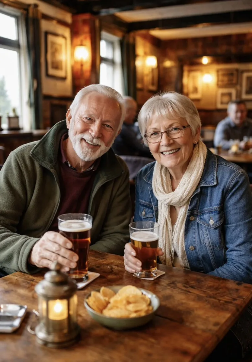 Photorealistic Older Couple in a Pub reference