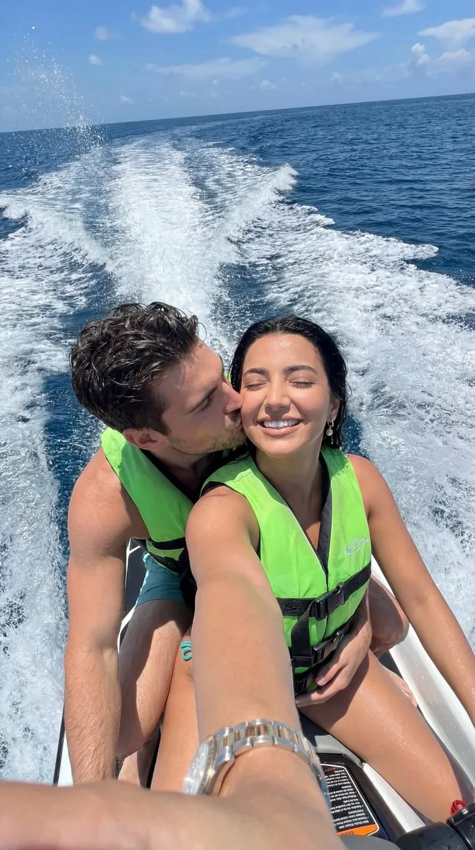 Ultra-Photorealistic Jet Ski Vacation Selfie Kiss - Nano Banana Pro AI Prompt for Social Media Post reference