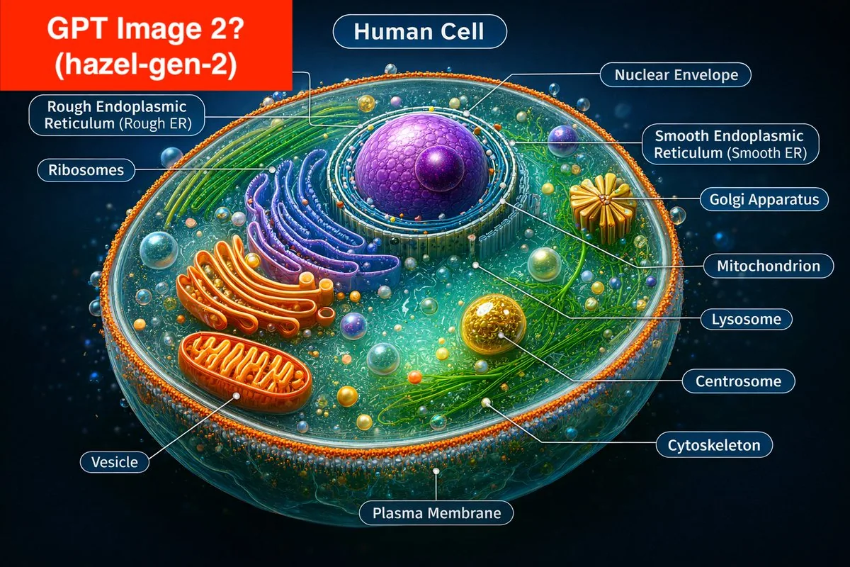 Labeled Diagram of a Human Cell (Comparison Prompt) reference