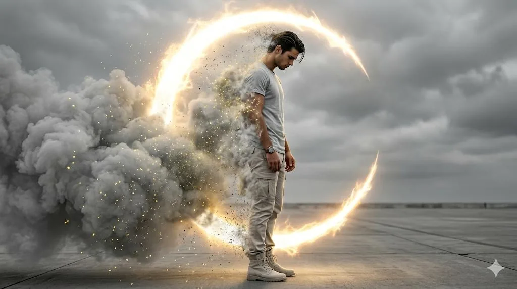 Cinematic Disintegration Portrait Prompt - Nano Banana Pro AI Prompt for Character reference