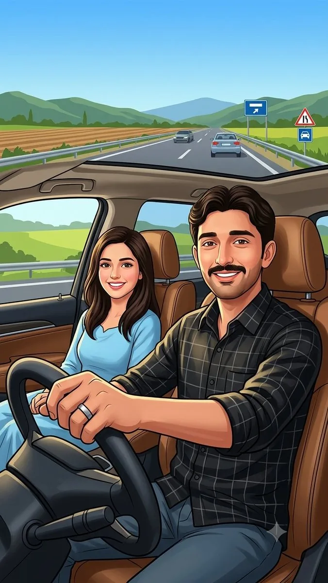 Rural Highway Drive Illustration reference
