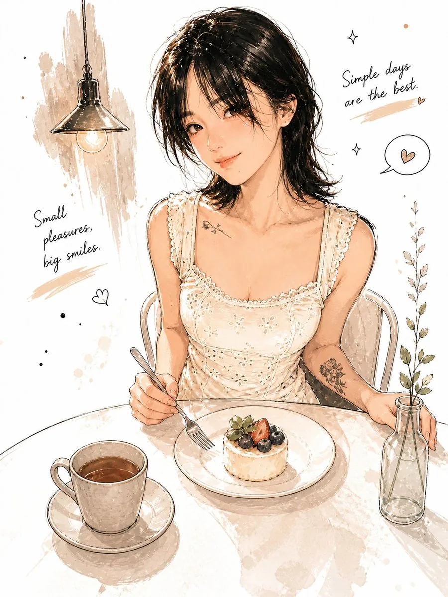 Minimalist Watercolor Cafe Illustration reference
