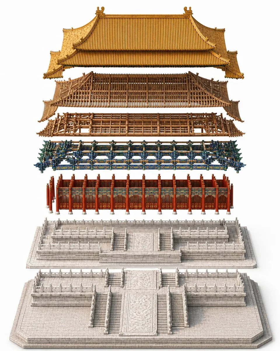 Exploded Imperial Palace Hall Diagram reference