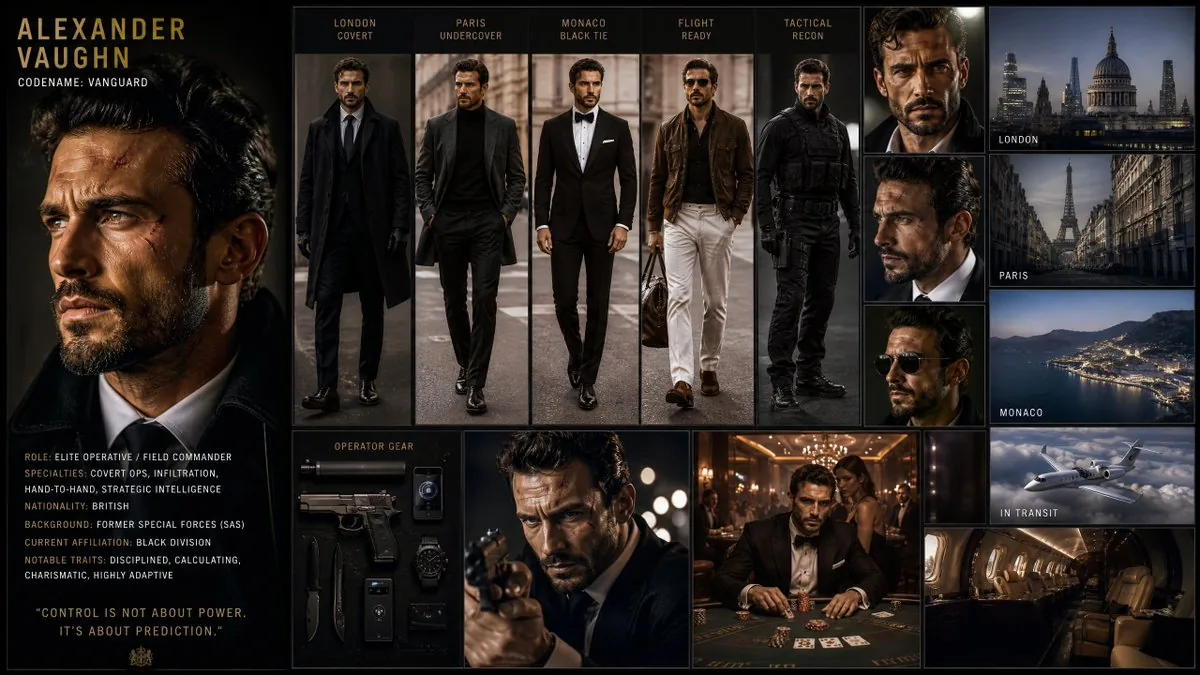 Hollywood Spy-Thriller Character Board reference