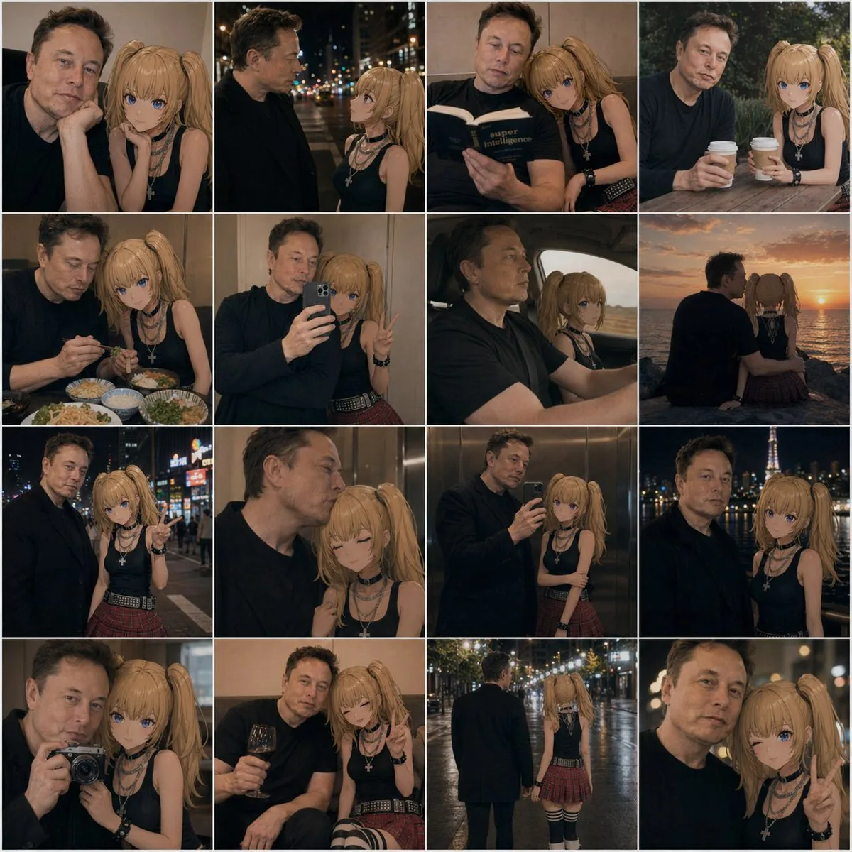 Anime Girl and Man Date Photo Collage reference