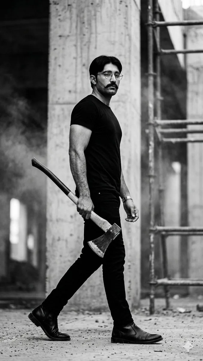 Monochrome Industrial Axe Walker reference