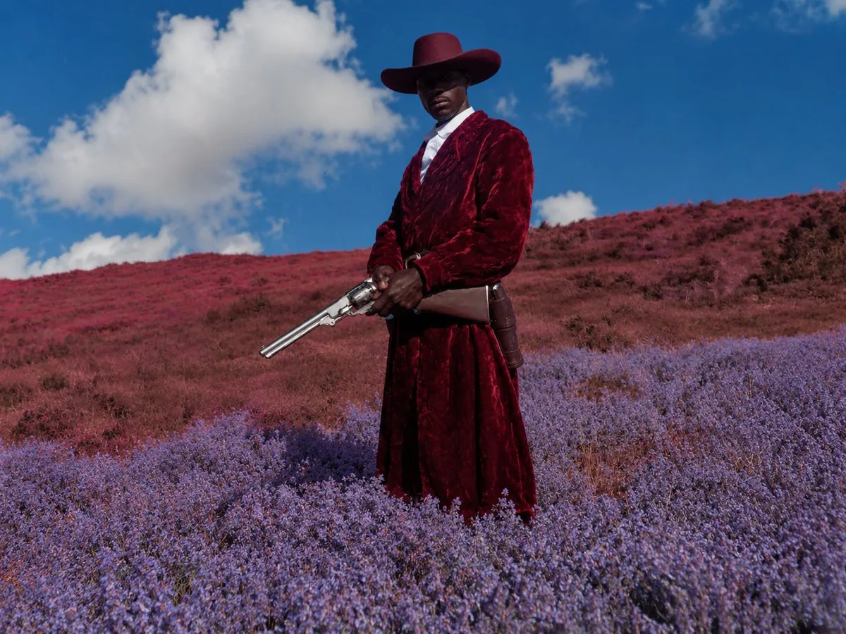 Surreal Crimson Cowboy Portrait reference