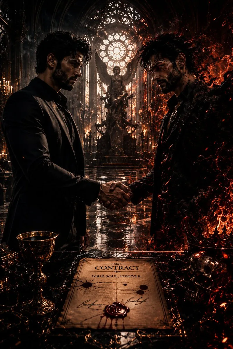 Dark Fantasy Cathedral Handshake Art reference