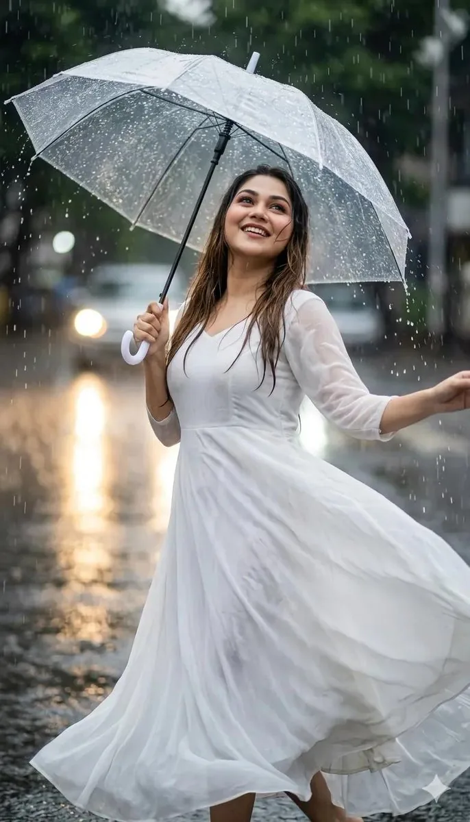 Graceful Dancing in the Rain Portrait - Nano Banana Pro AI Prompt for Social Media Post reference