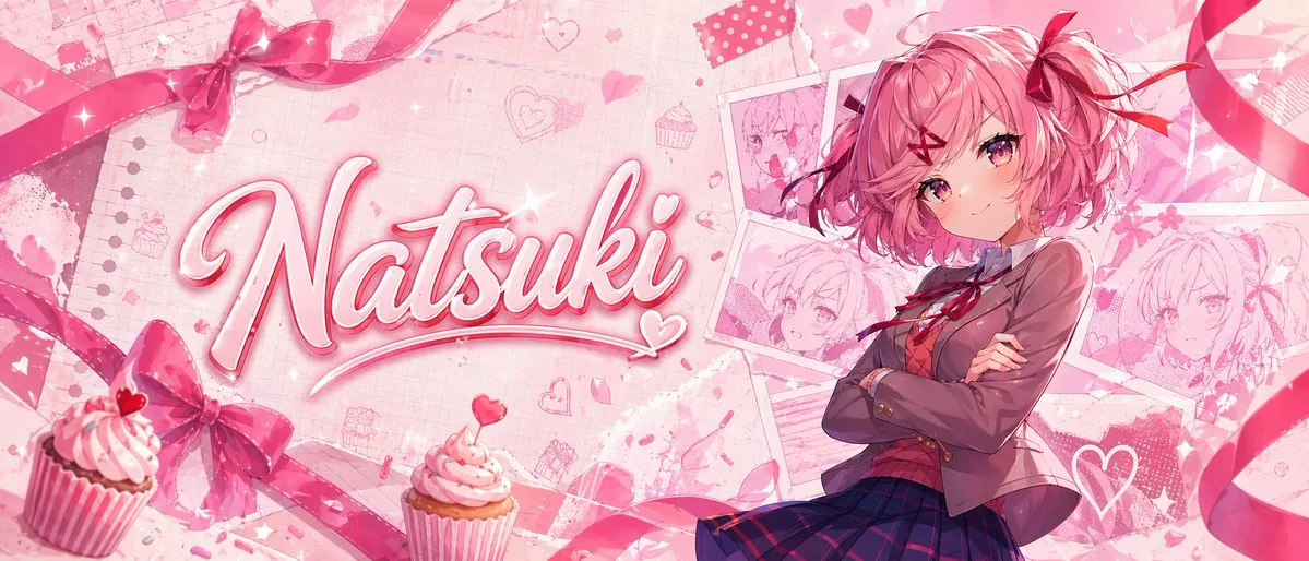 Pink Anime Natsuki Banner reference
