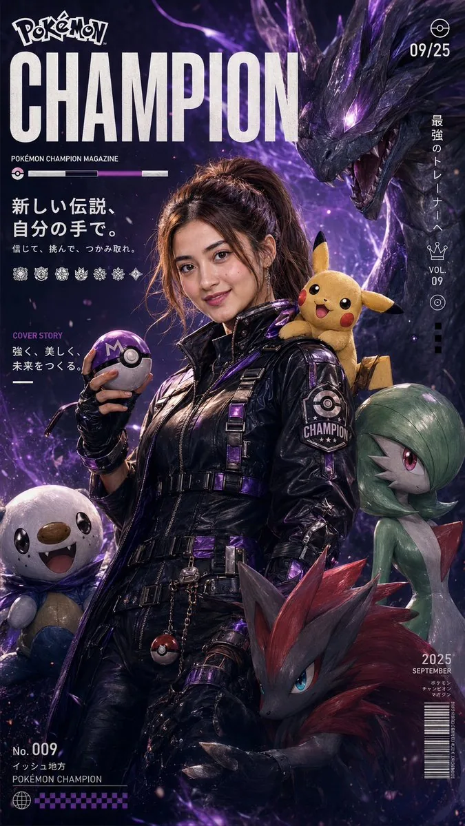Pokemon Champion Magazine Cover reference