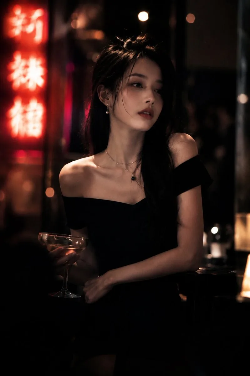 Realistic Cinematic Portrait in Luxury Bar reference