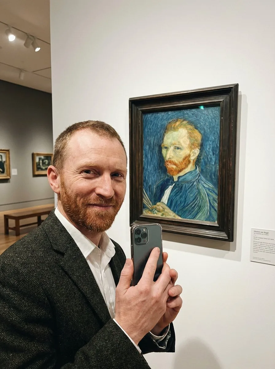 Van Gogh Museum Selfie Prompt - Nano Banana Pro AI Prompt for Social Media Post reference