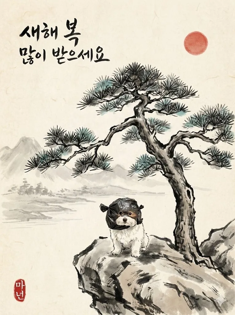 New Year's Card Ink Painting Prompt reference