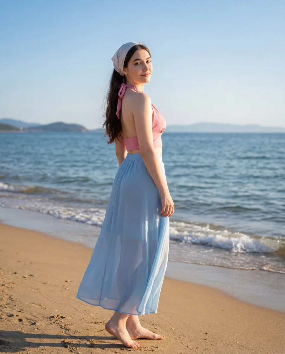Sun-Kissed Beach Portrait with Identity Lock - Nano Banana Pro AI Prompt for Social Media Post reference