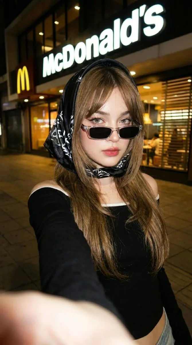 Nighttime Street Fashion Selfie reference