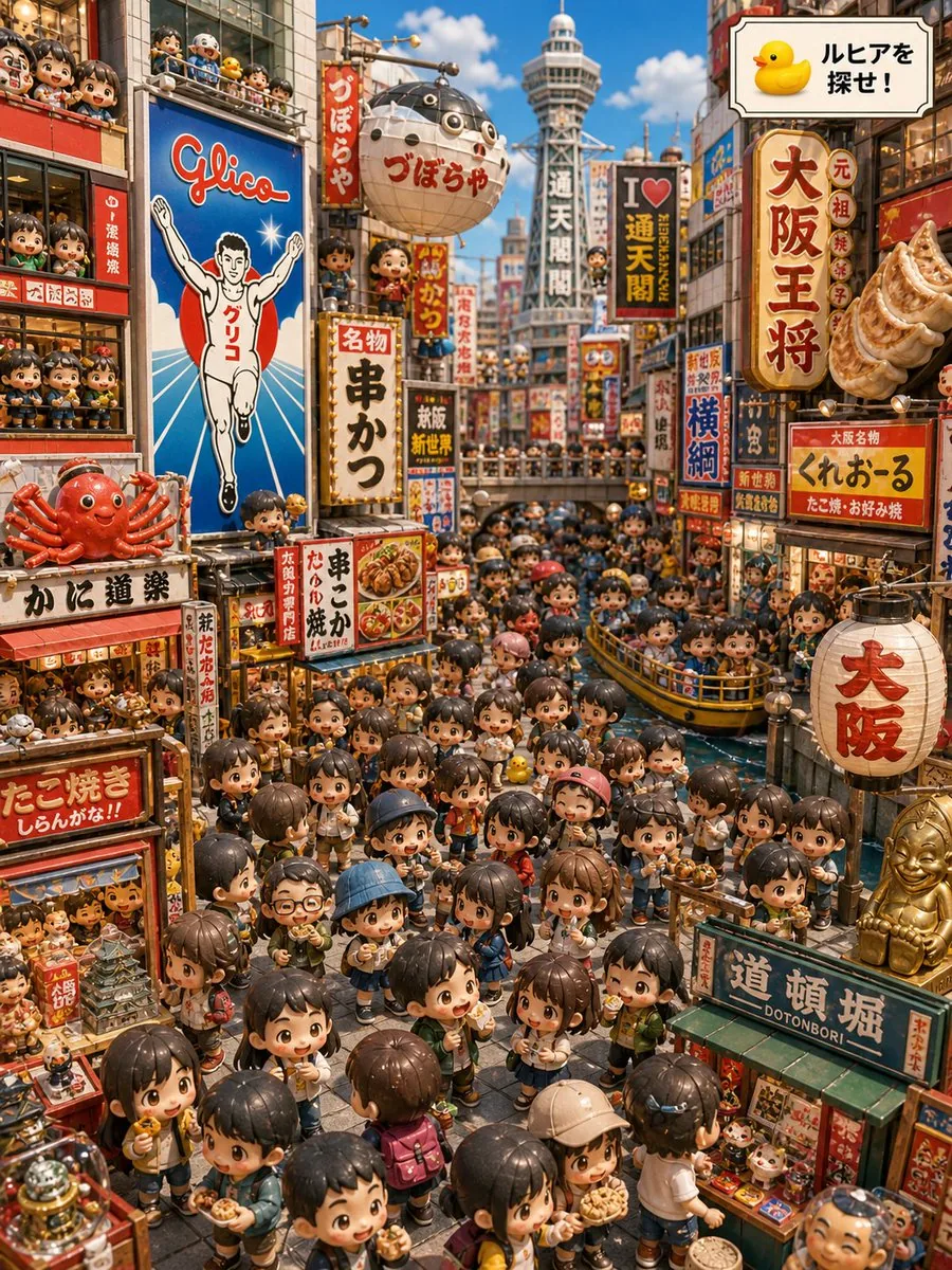 Osaka Chibi Find-the-Duck Diorama reference