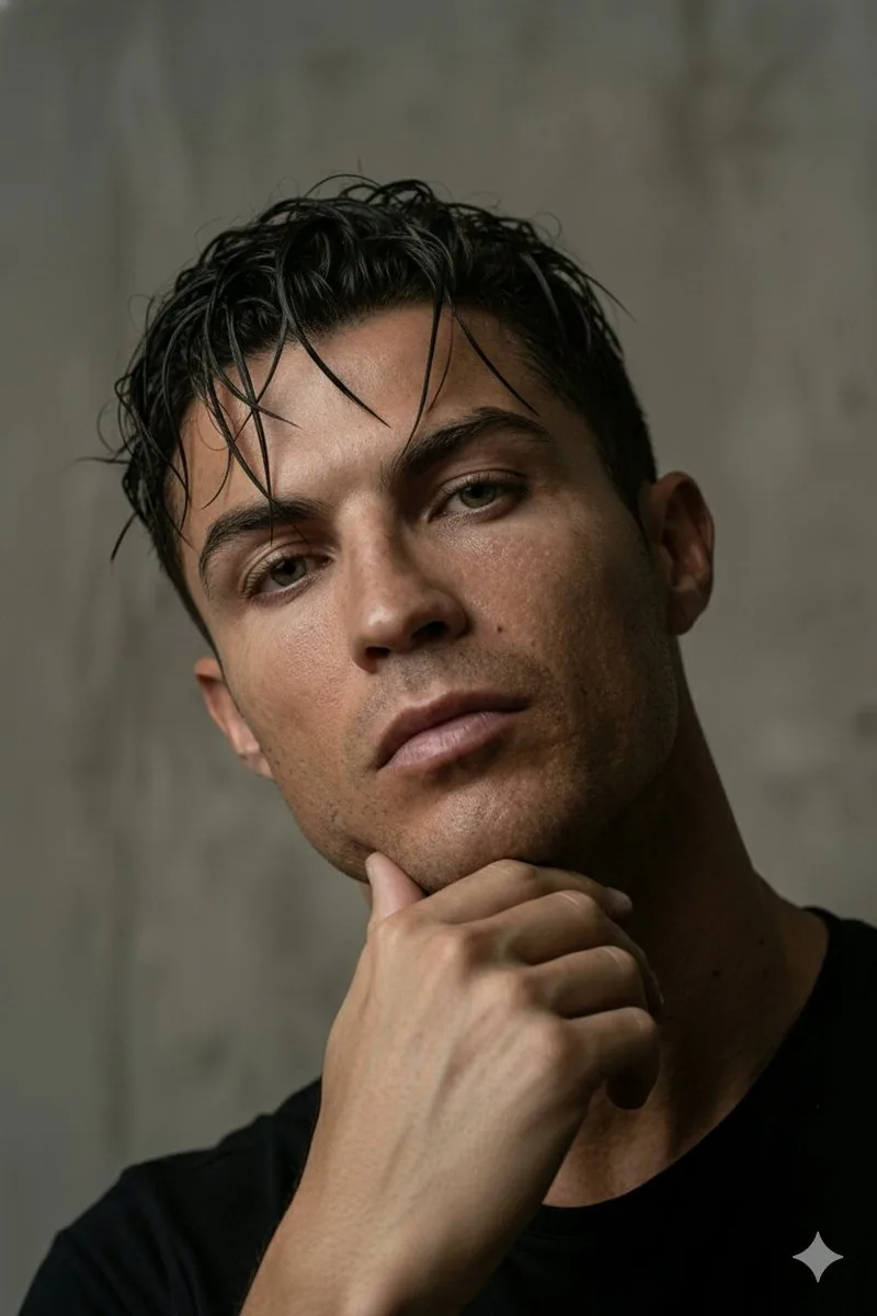 Hyper-realistic Cristiano Ronaldo Portrait Prompt reference