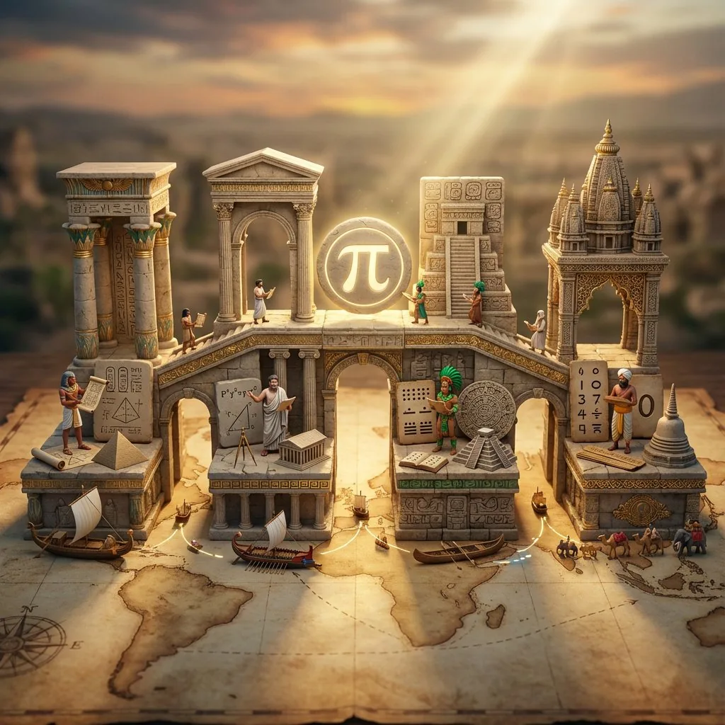 Miniature Bridge of Ancient Mathematical Knowledge - Nano Banana Pro AI Prompt for Infographic / Edu Visual reference