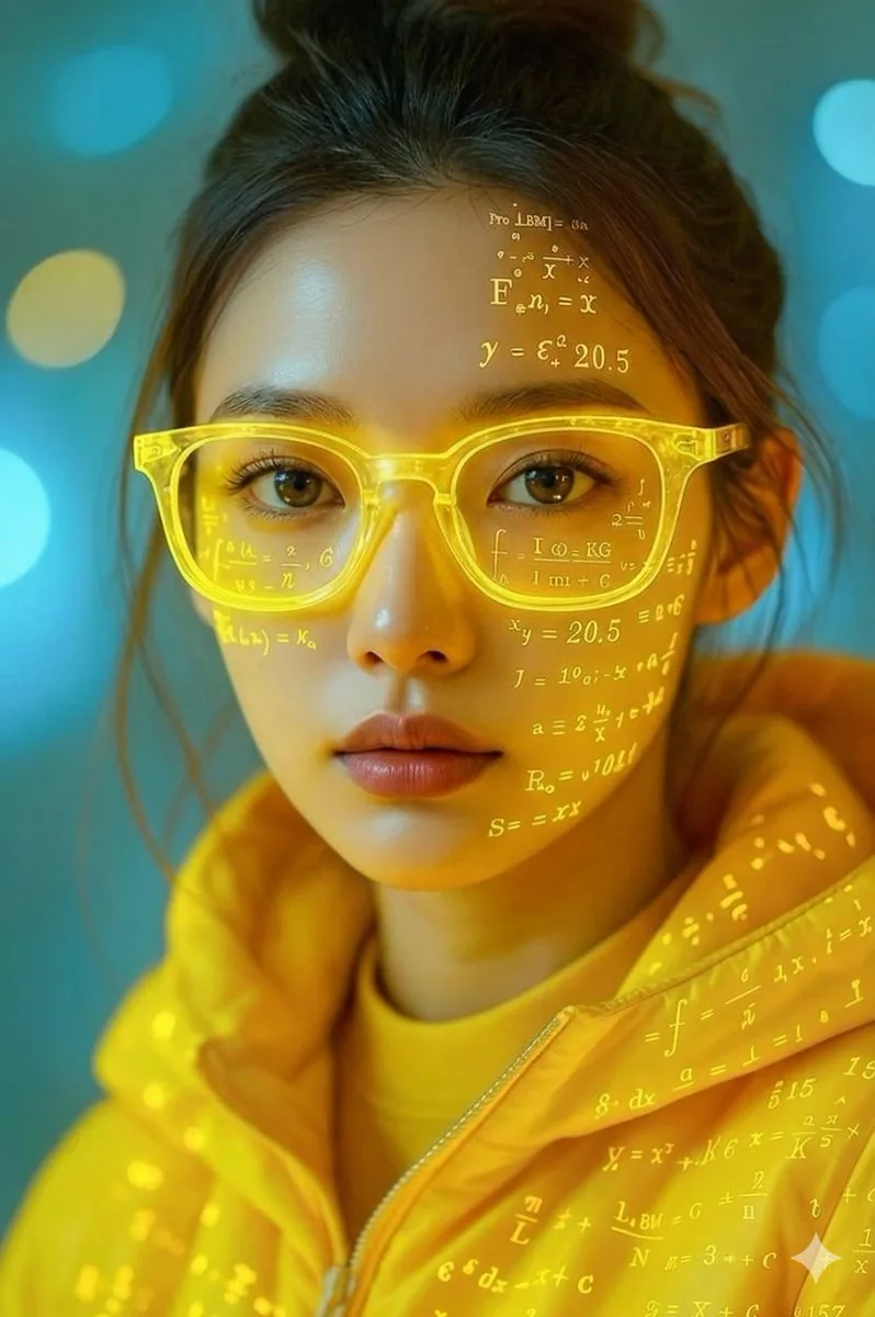 Math Projection Portrait in Neon Yellow - Nano Banana Pro AI Prompt for Product Marketing reference