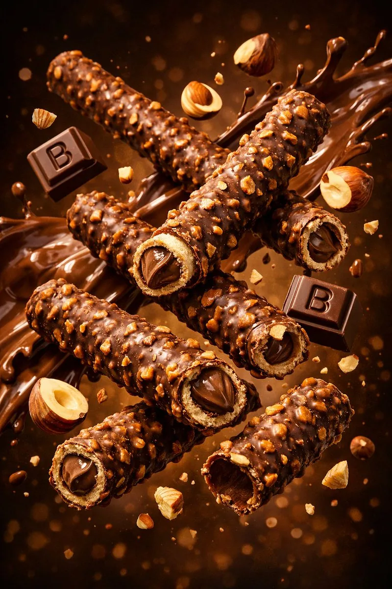 Product Render Config: Chocolate Wafer Hazelnut Edition - Nano Banana Pro AI Prompt for Product Marketing reference