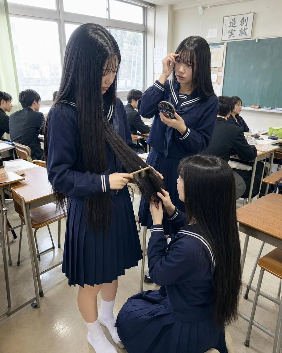 Japanese Classroom Long Hair Snapshot reference