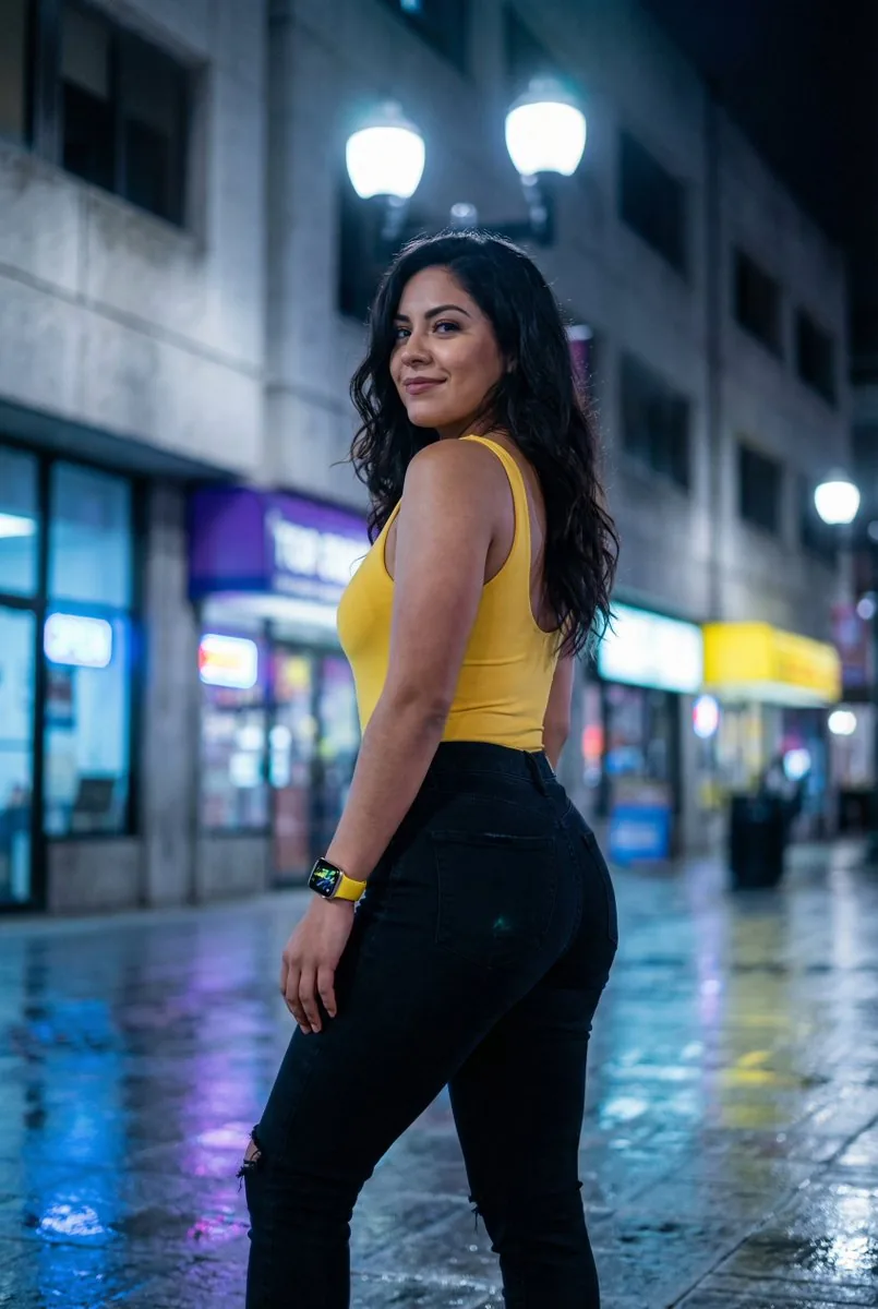 Latina Woman in City Street with Identity Lock - Nano Banana Pro AI Prompt for Social Media Post reference