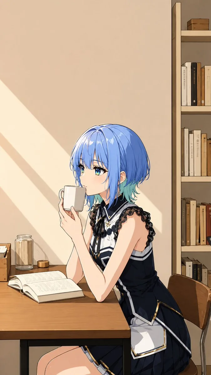 Photo to Anime Reading Scene reference