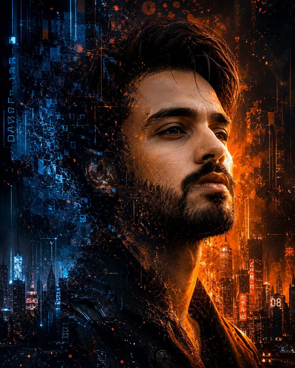 Futuristic Cyberpunk Side Profile Portrait reference