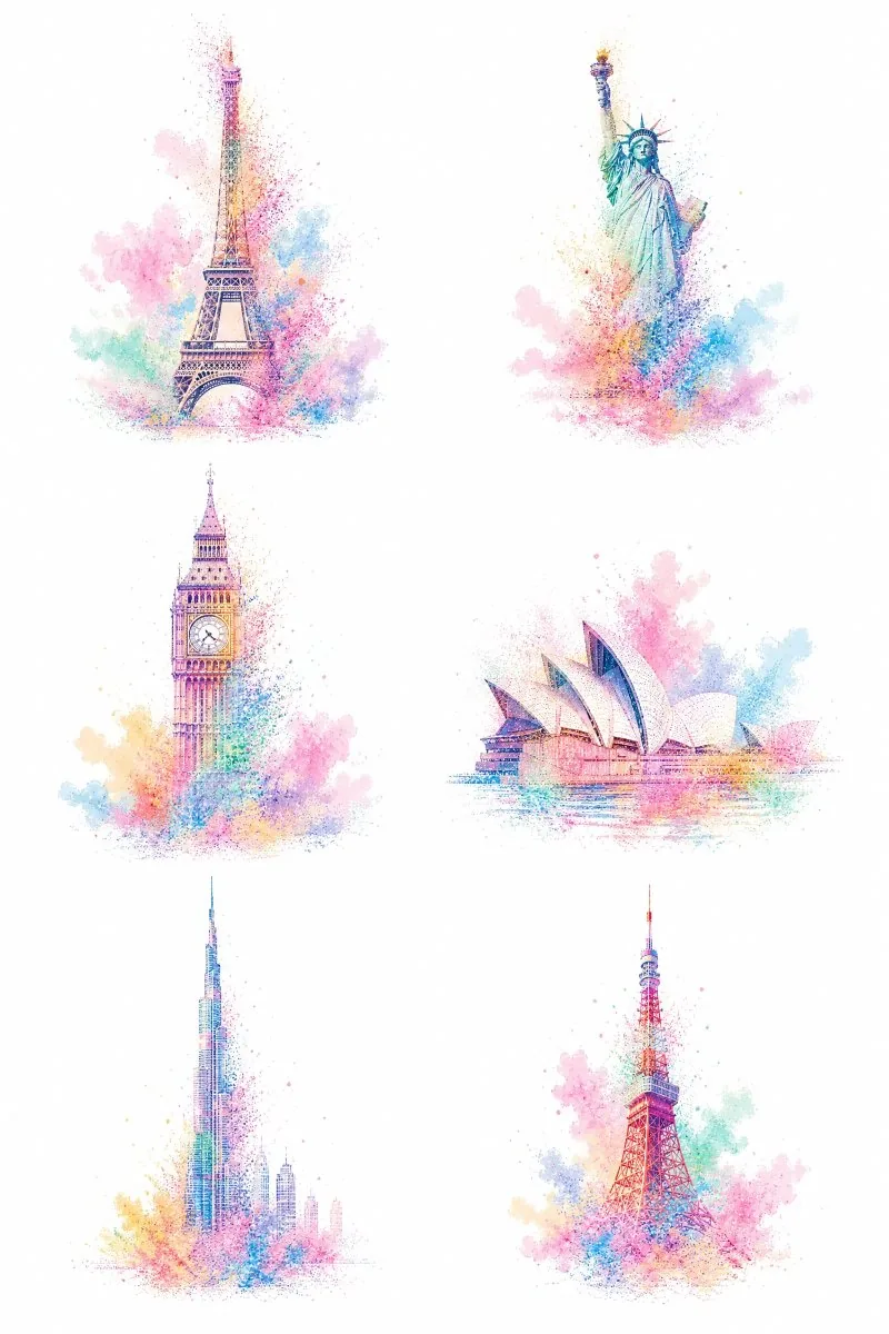 Pastel Dust World Landmarks reference