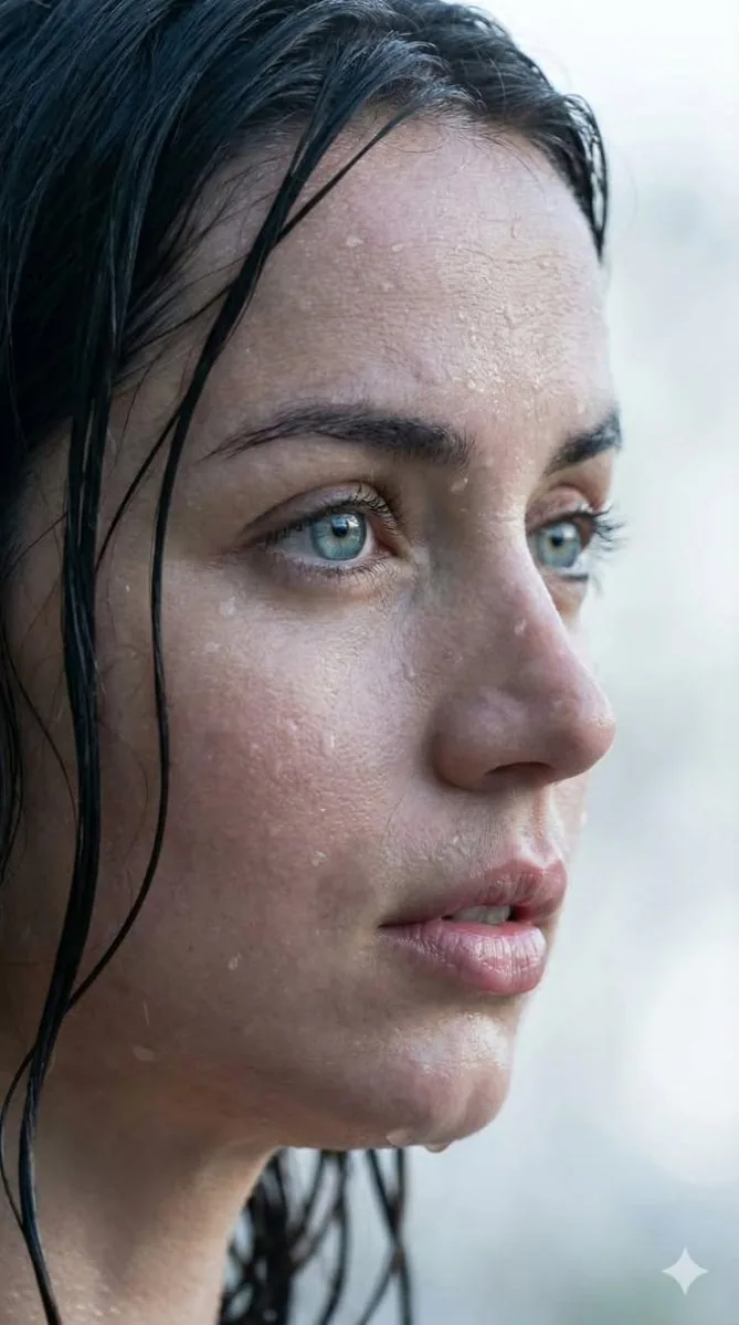 Extreme Wet Close-up Portrait with Reference Image reference