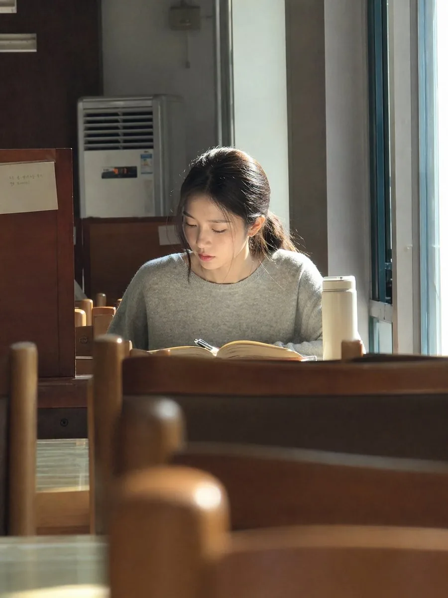 Sunlit Library Study Portrait reference