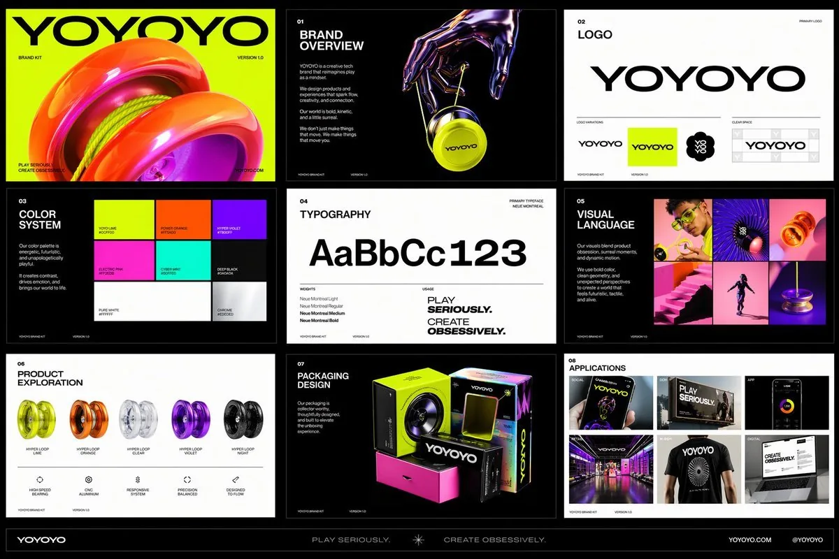 Futuristic Yo-Yo Brand Book Board reference