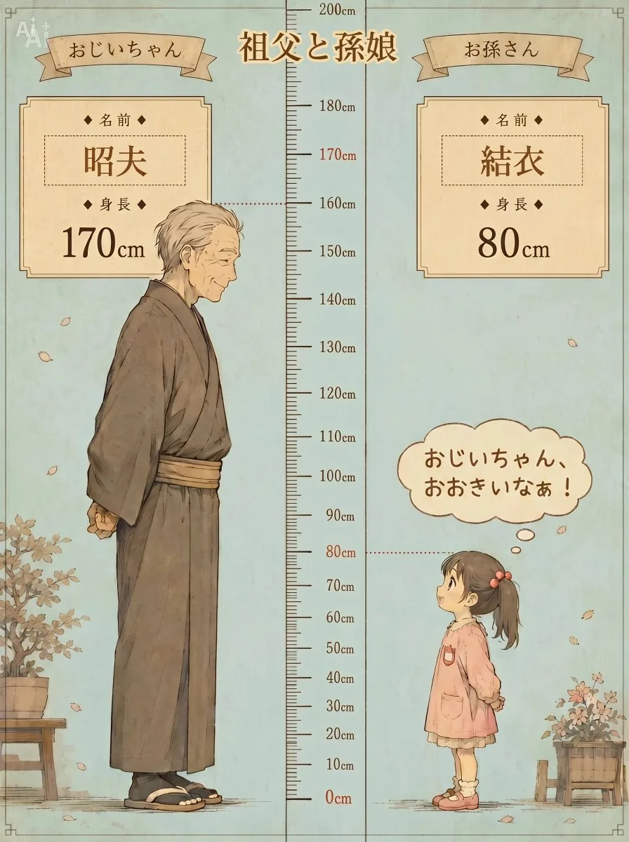Grandfather and Granddaughter Height Chart reference