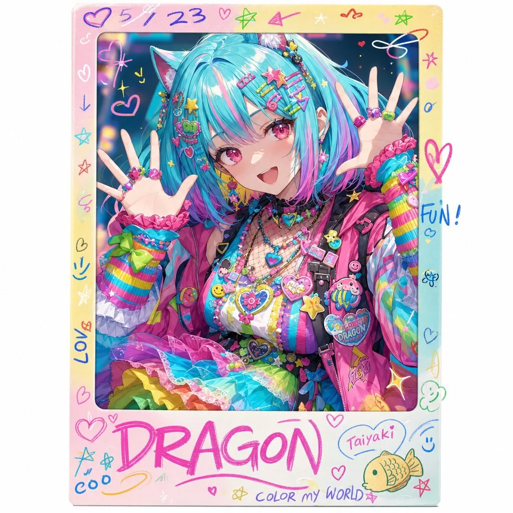 Rainbow Decora Anime Photo Card reference