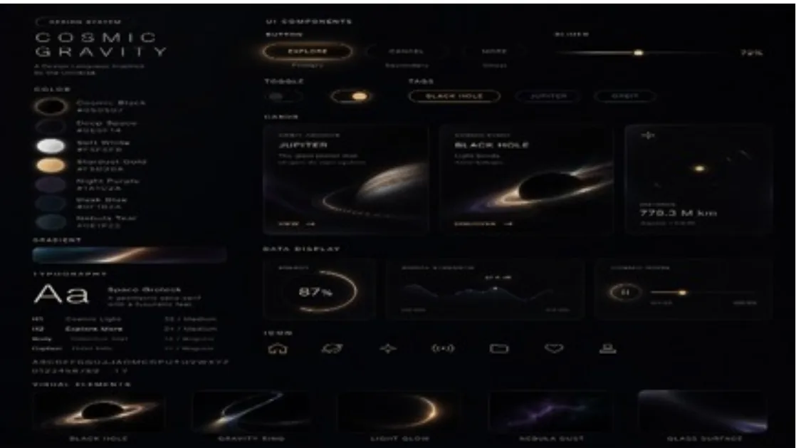 Cosmic Gravity Glass UI System reference