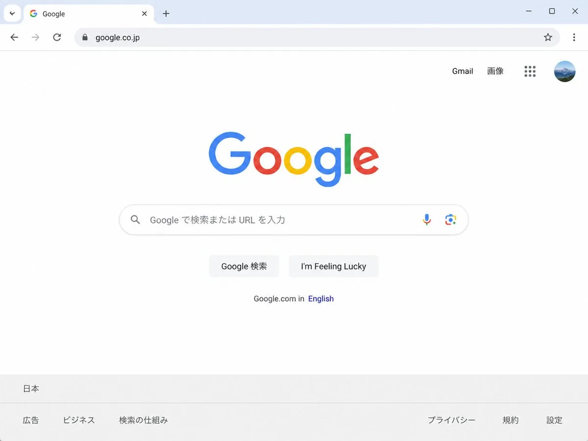 Japanese Google Homepage Screenshot reference