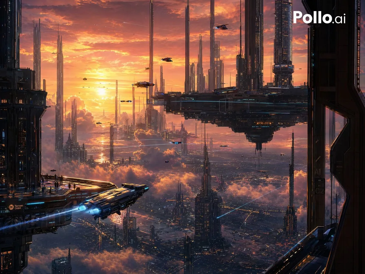 Sunset Futuristic Megacity Panorama reference