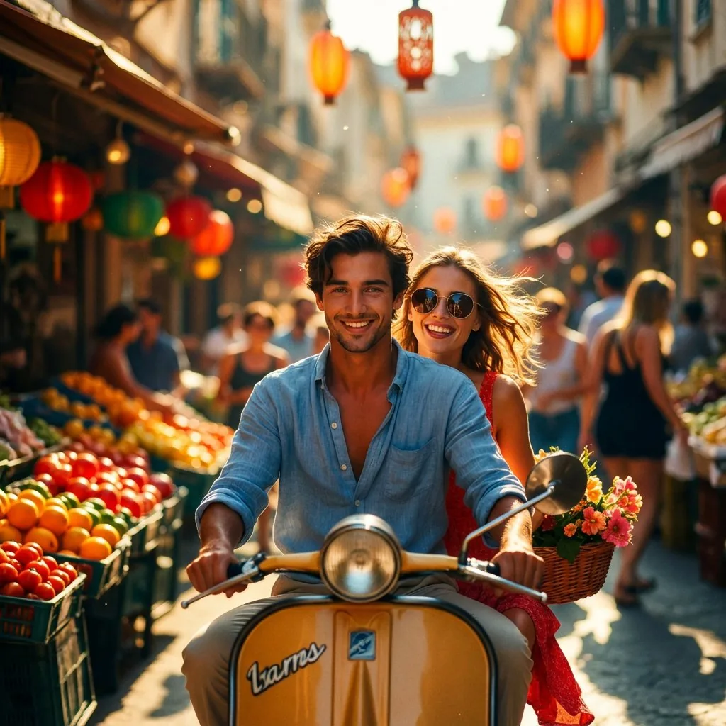 Cinematic Scooter Ride Golden Hour Prompt reference