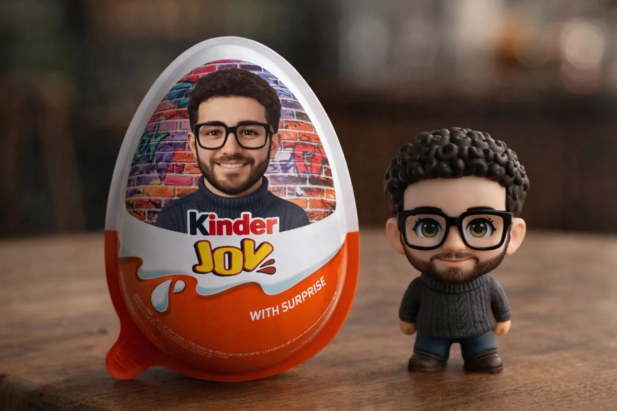 Hyper-realistic Product Photography of Kinder Joy - Nano Banana Pro AI Prompt for Product Marketing reference