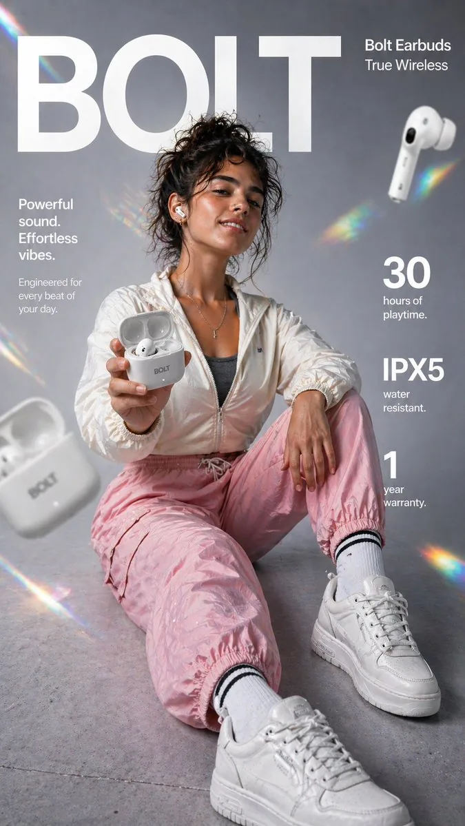 Premium Wireless Earbud E-commerce Infographic reference