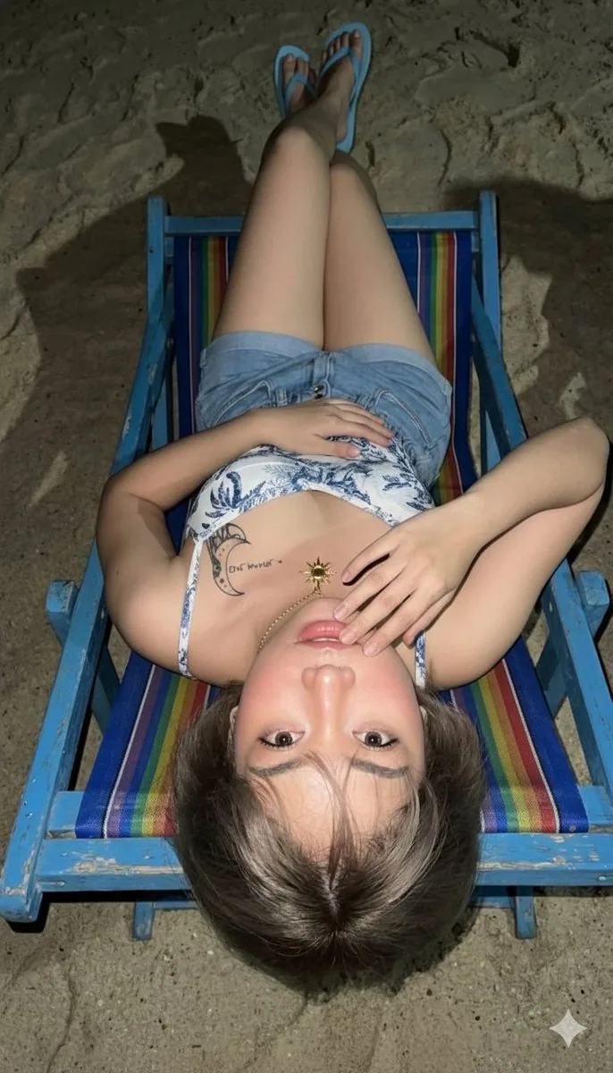 Upside-Down Flash Photo on Beach at Night (Duplicate) - Nano Banana Pro AI Prompt for Social Media Post reference